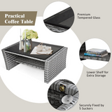 Tangkula 4 Pieces Patio Furniture Set, Outdoor Conversation Set with Cushions and Coffee Table