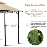 Tangkula 8"x 5" Grill Gazebo, Outdoor Patio Barbecue Gazebo Shelter with LED Lights