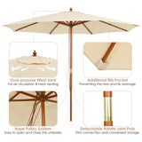 10FT Patio Umbrella, Outdoor Table Market Umbrella w/8 Wooden Ribs