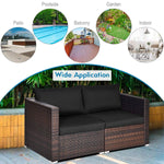 Wicker Loveseat 2 Piece - Tangkula