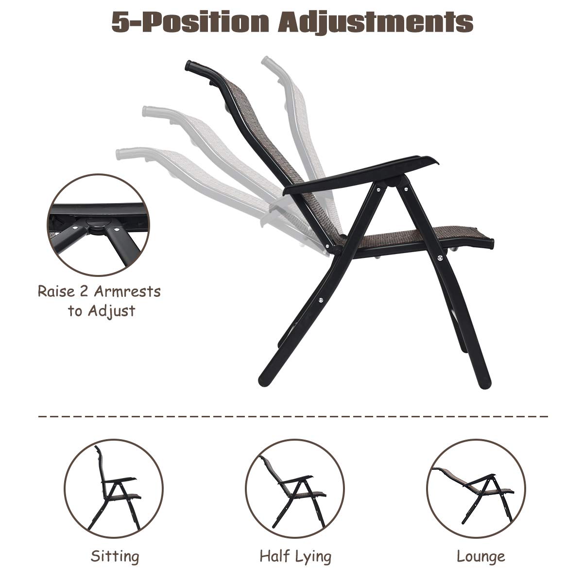 Tangkula Patio Rattan Folding Chair