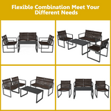 Tangkula 4 Pieces Patio Furniture Set, Outdoor Conversation Sofa Set with Coffee Table