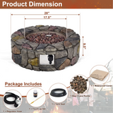 28 Inch Round Propane Gas Fire Pit, Patiojoy 40,000 BTU Stone Look Outdoor Propane Fire Pit - Tangkula