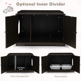 Tangkula Cat Litter Box Enclosure, Wooden Cat House Side Table w/Removable Divider