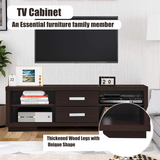 Tangkula Modern TV Stand, Wood Universal Stand for TV's up to 65" Flat Screen(Brown)