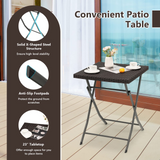 Tangkula 3 Piece Patio Bistro Set, Folding Wicker Chairs & Table Set