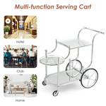 Metal Serving Cart with Tempered Glass - Tangkula