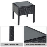Tangkula 3 Piece Patio Furniture Set with 2 Cushioned Chairs & End Table, Black
