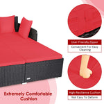Outdoor Rattan Daybed, Red - Tangkula