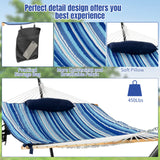 Tangkula Double Hammock with Stand, 2 Person 12Ft Steel Hammock Stand with Cotton Hammock