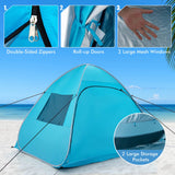 Tangkula 2-4 Person Pop up Beach Tent, UPF50+ Beach Sun Shade with Carrying Bag