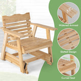 Tangkula Outdoor Fir Wood Glider Chair