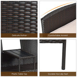 Outdoor Rattan Loveseat, Patio Conversation Set with Cushions & Table