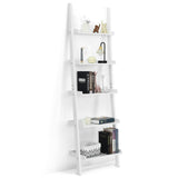 5-Tier Ladder Shelf, Wall-Leaning Bookshelf w/ Open Shelves, Plant Flower Stand