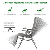 Tangkula Outdoor Folding Lounge Chair, Patio Reclining Chair W/7 Adjustable Backrest & Footrest Positions