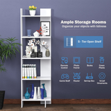 Tangkula 5-Shelf Bookcase,Freestanding Decorative Storage Shelving