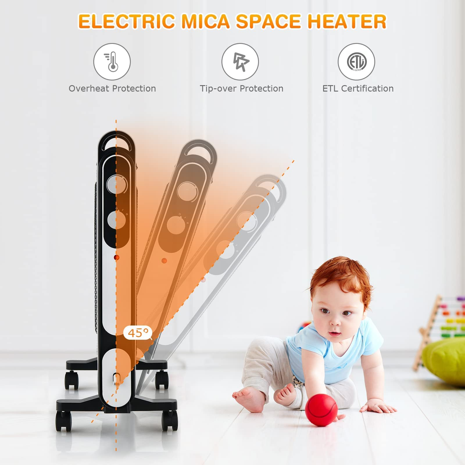  1500W Electric Mica Space Heater - Tangkula