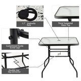 Outdoor Dining Table with 2 inches Umbrella Hole, 32 inches Tempered Glass Top Square Patio Table