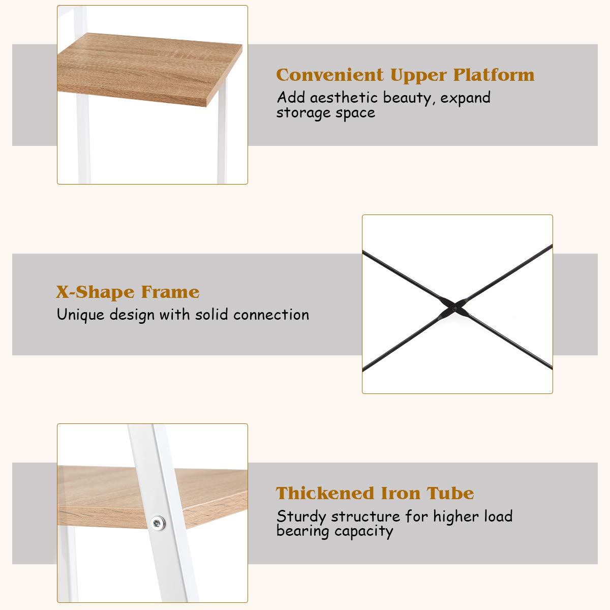 Computer Desk with 4 Tier Shelves - Tangkula