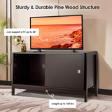 Tangkula Wooden TV Stand for TV up to 50 Inches, TV Cabinet with Sliding Doors