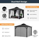 Tangkula 10x10 Ft Hardtop Gazebo, Double-Top Outdoor Gazebo with Galvanized Steel Roof