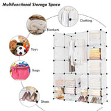 Portable Clothes Closet Wardrobe Bedroom Armoire DIY Storage Organizer Closet with Doors, 16 Cubes and 8 Shoe Racks