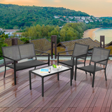 Tangkula 4 Pieces Patio Furniture Set, Outdoor Sectional Conversation Set