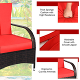 Tangkula 3-Piece Patio Conversation Set, Outdoor Wicker Furniture Set