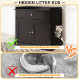 Tangkula Litter Box Enclosure, Cat Litter Box Furniture Hidden with Large Drawer, 2 Doors