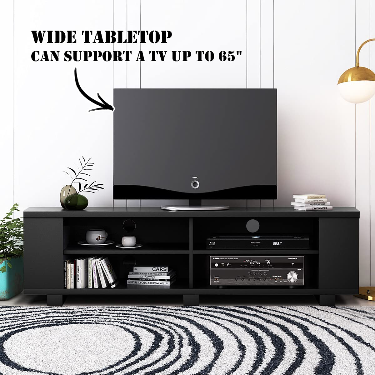  Wood TV Stand for TVs up to 65 Inch - Tangkula