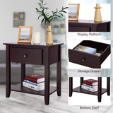 Tangkula End Table with Drawer, Nightstand w/Drawer and Storage Shelf