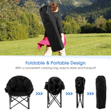 Tangkula Oversized Camping Chair, Outdoor Padded Folding Chair with Cup Holder