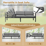 Tangkula 3 Piece Aluminum Patio Furniture Set, Patiojoy Outdoor Sectional Sofa Set with 6-Level Reclining Backrest