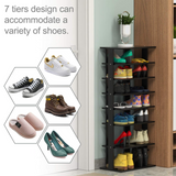 Tangkula 7 Tiers Vertical Shoe Rack, Entryway Wooden Shoes Racks, Modern Shoe Rack Organizer