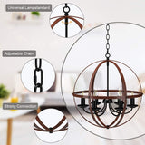 Tangkula 6 Lights Chandelier, Industrial Pendant Light Ceiling Lamp with Bronze Metal Spherical Shade & Adjustable Chain (Bronze)