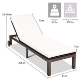 Tangkula Patio Chaise Lounge Chair, Outdoor Rattan Lounger Recliner Chair with Wheels