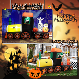 Tangkula 8 FT Long Halloween Inflatable Skeleton Ride on Train