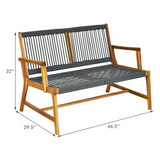 Tangkula 2-Person Patio Acacia Wood Bench Loveseat Chair