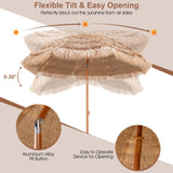 Tangkula 7.2 FT Thatched Patio Umbrella, Hawaiian Style Grass Beach Umbrella with Tilt Adjustment