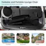 Outdoor Chaise Lounge Chair, 5-Position Adjustable Recliner with Storage Box and Flexible Wheels