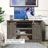 Tangkula TV Stand up to 60 Inches, Farmhouse Wood TV Stand with Sliding Barn Doors