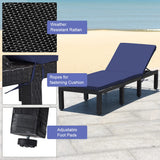 Tangkula Patio Wicker Lounge Chair, Outdoor Rattan Adjustable Reclining Backrest Lounger Chairs