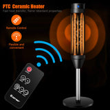 Tangkula 1000W/1500W PTC Ceramic Tower Heater, 34-Inch Oscillating Heater with Remote, Thermostat & 8H Timer