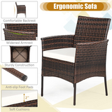 Tangkula 5 Pieces Wicker Patio Dining Set, Outdoor PE Rattan Chairs Table Set with 4 Seat Cushions