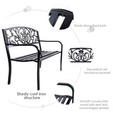 Outdoor Steel Garden Bench Park Bench, 50 Inch Patio Park Bench Chair with Heavy-Duty Steel Frame