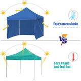 Tangkula 10x10ft Ez Pop up Canopy Tent, Commercial Instant Canopy with 8 Removable Zippered Sidewalls & Extended Awning