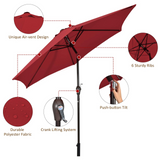 Tangkula 9FT Patio Umbrella, Outdoor Market Table Umbrella with Push Button Tilt Adjustment, Crank & 6 Sturdy Ribs for Garden