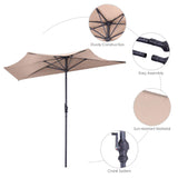 9 ft Half Round Outdoor Patio Umbrella, Market Umbrella with Crank and 5 ribs