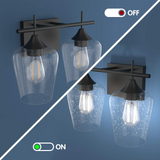 Tangkula 2-Light Wall Sconce, Industrial Vanity Light Fixture with Clear Seeded Glass Lampshade