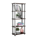 Tangkula 57" Storage Shelves, Space-Saving 5-Tier Storage Rack Organizer(Walnut & Black)